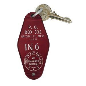 Vintage Hatchville MA Cape Cod Motel Hotel Key & Fob Room IN 6 Red Original USA